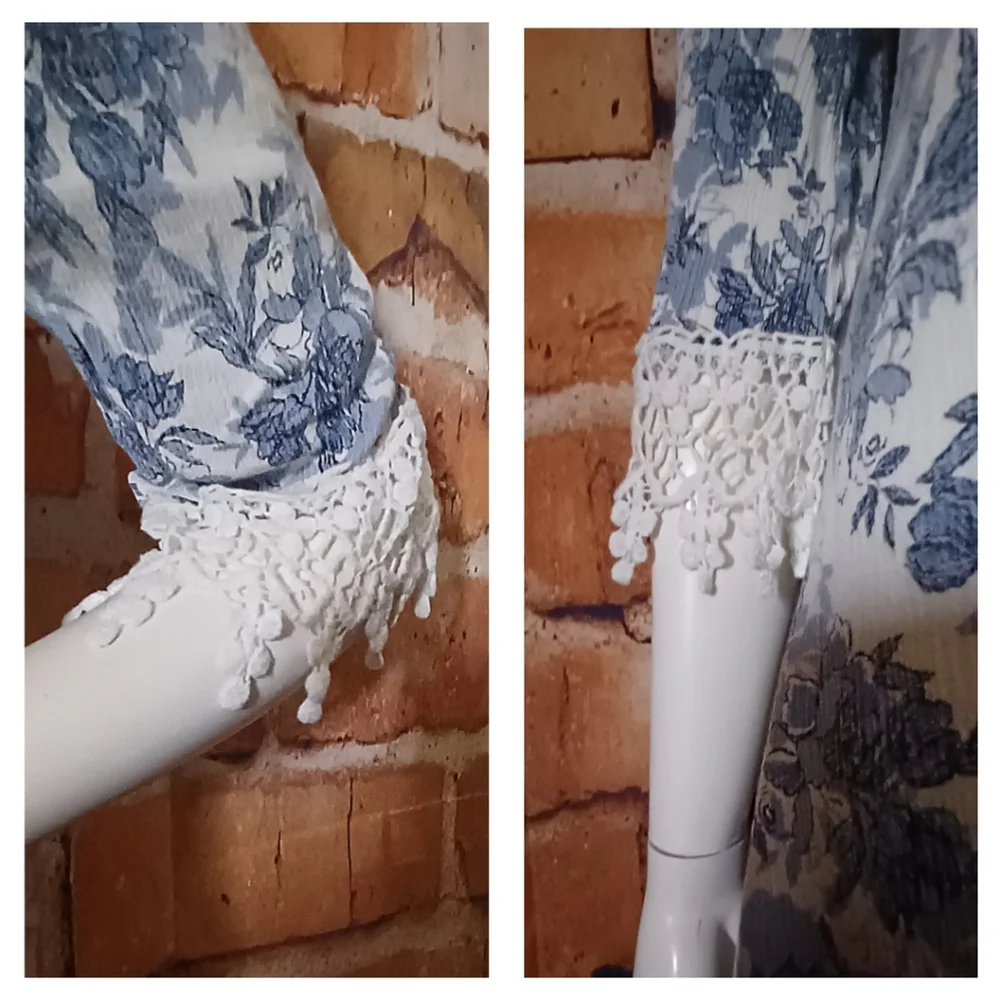 Mini Dress or Tunic Cold Shoulder Open Back Crochet Cottagecore Floral M Lg - Picture 2 of 7